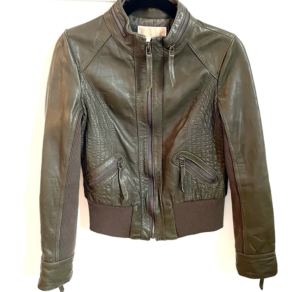 MICHAEL Michael Kors Faux Leather Bomber Jacket